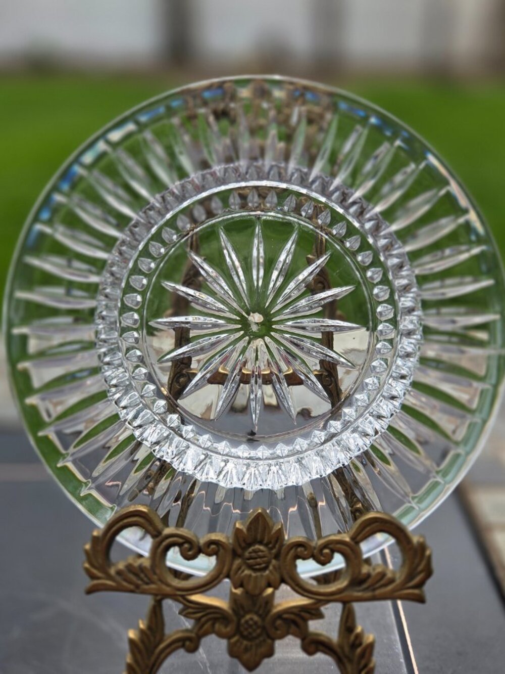 Vintage Lead Crystal Pillar Candle Holder or Wine Charger Made In Poland 7”